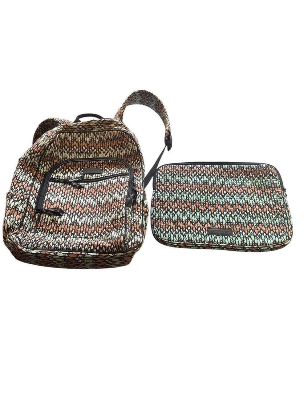 Vera Bradley Backpack Womens Quilted Laptop Travel School Bag with Sleeve Brown